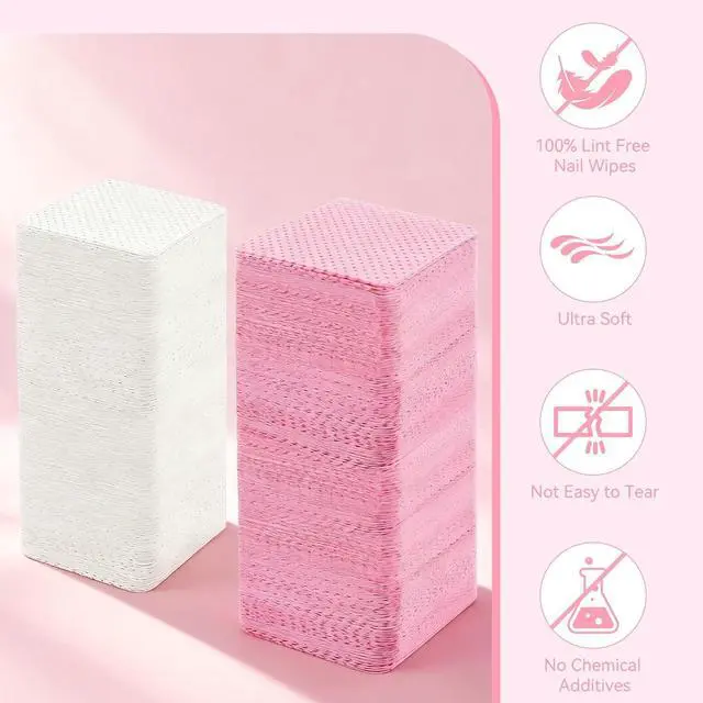 Alt view image 3 of 7 - 720Pcs Lint Free Nail Wipes, Absorbent, Soft, Non-Woven, No Lint | Nail Supplies, Nail Polish Wipe, Pads Gel Nails, Naile Glue Wipes, for Fingernail Polish Remover Eyelash Extensions Nail Art