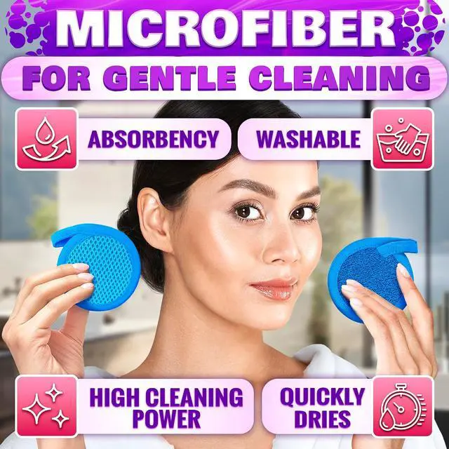 Alt view image 3 of 7 - 2 in 1 Face Scrub Pads, 3 Pcs Reusable Microfiber Facial Scrubber | Removes Makeup from Eyes, Lips, and Neck - an Exfoliating Texture Gives a Deeper Cleanse - Washable Soft Microfiber Cloths