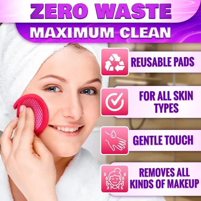 Alt view image 4 of 7 - 2 in 1 Face Scrub Pads, 3 Pcs Reusable Microfiber Facial Scrubber | Removes Makeup from Eyes, Lips, and Neck - an Exfoliating Texture Gives a Deeper Cleanse - Washable Soft Microfiber Cloths