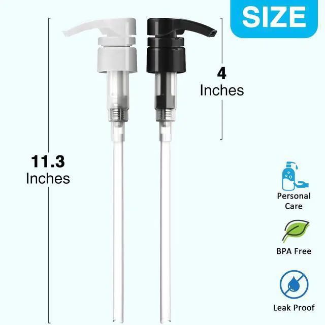 Alt view image 3 of 7 - 6 Pcs Liter Pumps for Shampoo and Conditioner, Black & White | 28/410 Shampoo Pump Bottle Dispenser, For Body Wash, Gel, 33.8 Oz Bottles, Salon Conditioner Bottles, Liquid Pump Dispenser