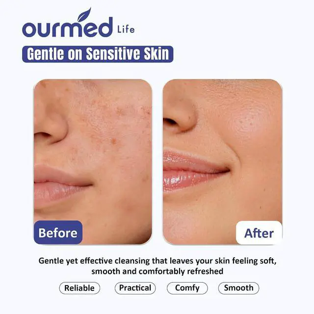 Alt view image 5 of 7 - Ourmed Life Face Towels Disposable, Ultra Soft & Absorbent, 100 Count | Lint-Free, Sensitive Skin Friendly, Biodegradable, Skincare, Makeup Remover Dry Wipes, Facial Towels for Women Cleansing