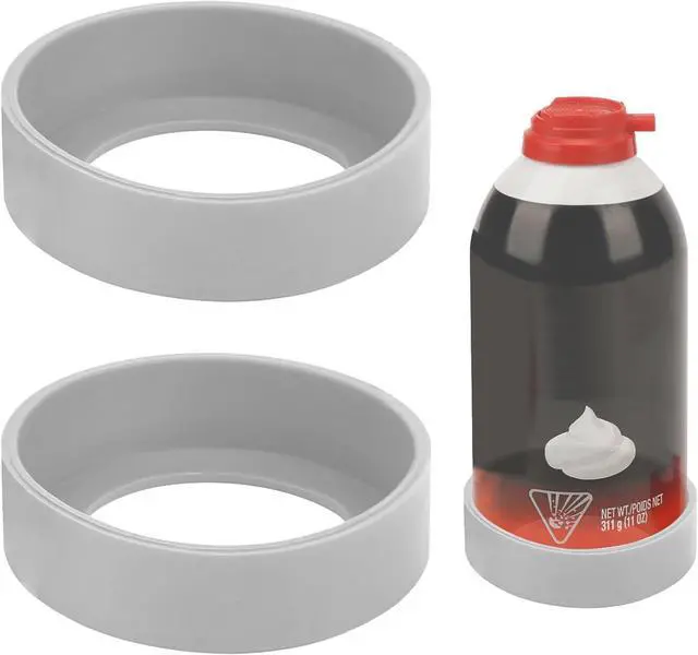 Main image of Linkidea 2 Pack Silicone Shaving Can Holder, 2.5" Anti-Rust Stand for Shaving Gel & Foam Cans, Bathroom Countertop Protector, Compatible with Barbasol, Gillette (Grey)