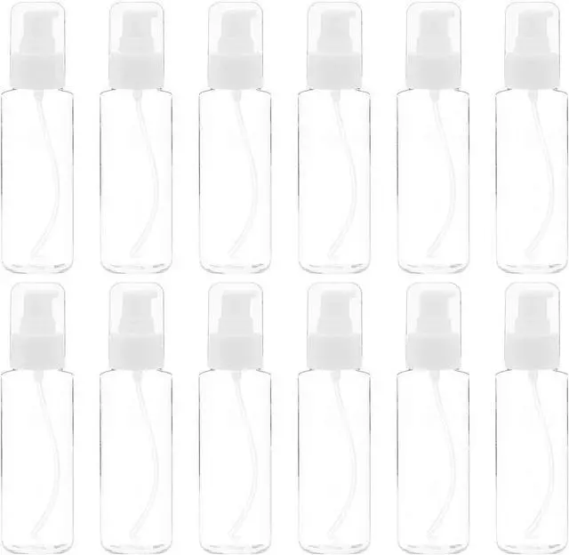 Main image of TrendBox 12 Pack Plastic Empty Bottles with Duckbill Pump Cap for Shampoo, Lotions, Liquid Body Soap, Cream (1 oz / 30 ml)