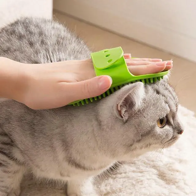 Alt view image 7 of 7 - Silicone Pet Grooming Brush for Dogs & Cats Soft Bath Brush, Gentle Deshedding & Massage Tool, Adjustable Hand Strap, Use Wet or Dry for Short & Long Hair Pets (Green)