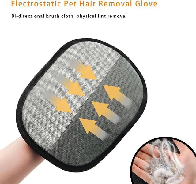 Alt view image 2 of 7 - 2-Piece Pet Hair Removal & Grooming Kit: Static Hair Remover Glove for Furniture, Carpet, Couch + Gentle Pet Grooming Glove for Cats & Dogs