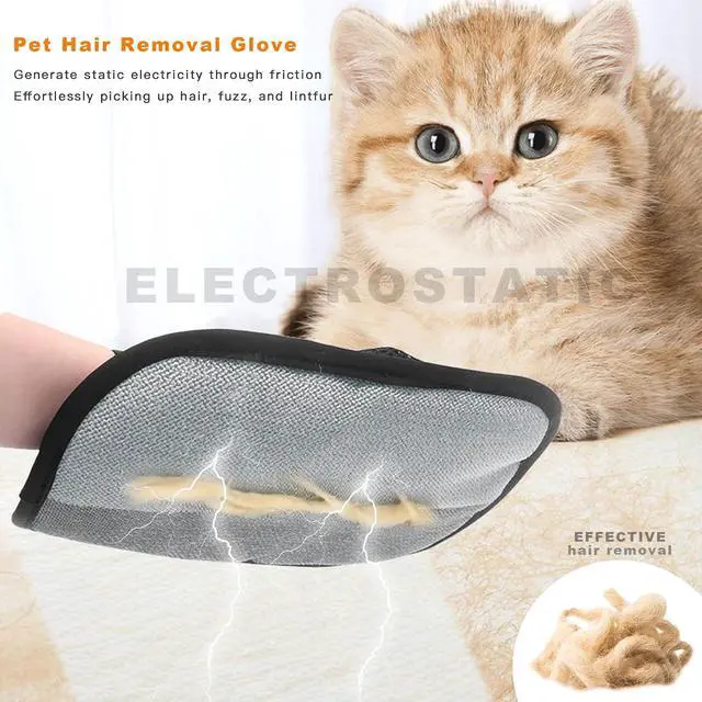 Alt view image 3 of 7 - 2-Piece Pet Hair Removal & Grooming Kit: Static Hair Remover Glove for Furniture, Carpet, Couch + Gentle Pet Grooming Glove for Cats & Dogs
