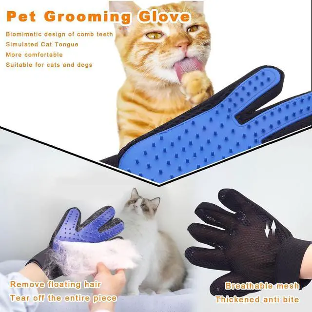 Alt view image 5 of 7 - 2-Piece Pet Hair Removal & Grooming Kit: Static Hair Remover Glove for Furniture, Carpet, Couch + Gentle Pet Grooming Glove for Cats & Dogs