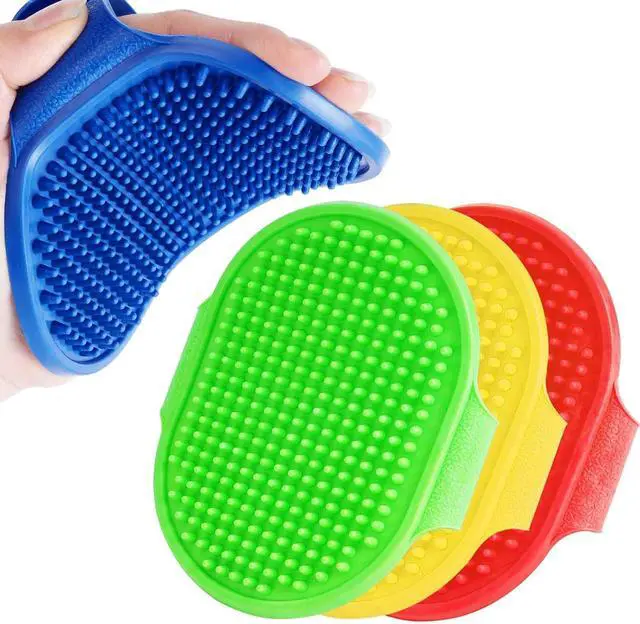 Main image of 4 Pack Dog Grooming Brush, Premium Soft Silicone Pet Bath Brushes with Adjustable Handle, Shampoo Soothing Comb for Wet Dry Long Short Haired Dogs & Cats Massaging, Deshedding