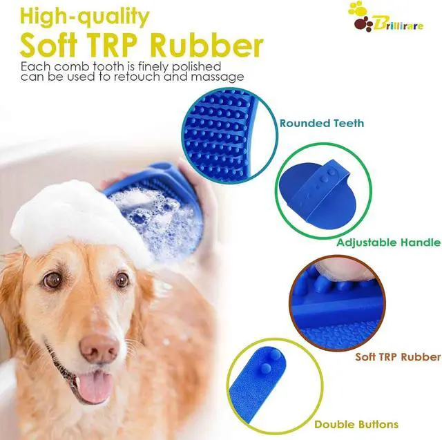 Alt view image 3 of 7 - 4 Pack Dog Grooming Brush, Premium Soft Silicone Pet Bath Brushes with Adjustable Handle, Shampoo Soothing Comb for Wet Dry Long Short Haired Dogs & Cats Massaging, Deshedding