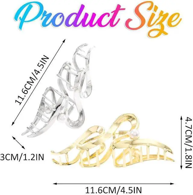 Alt view image 6 of 7 - CAKURE Metal Claw Clips Gold Hair Clips Claw Pearl Hair Clip Large Nonslip Stylish Hair Accessories for Women (Pack of 2)