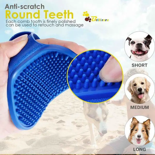 Alt view image 5 of 7 - 4 Pack Dog Grooming Brush, Premium Soft Silicone Pet Bath Brushes with Adjustable Handle, Shampoo Soothing Comb for Wet Dry Long Short Haired Dogs & Cats Massaging, Deshedding