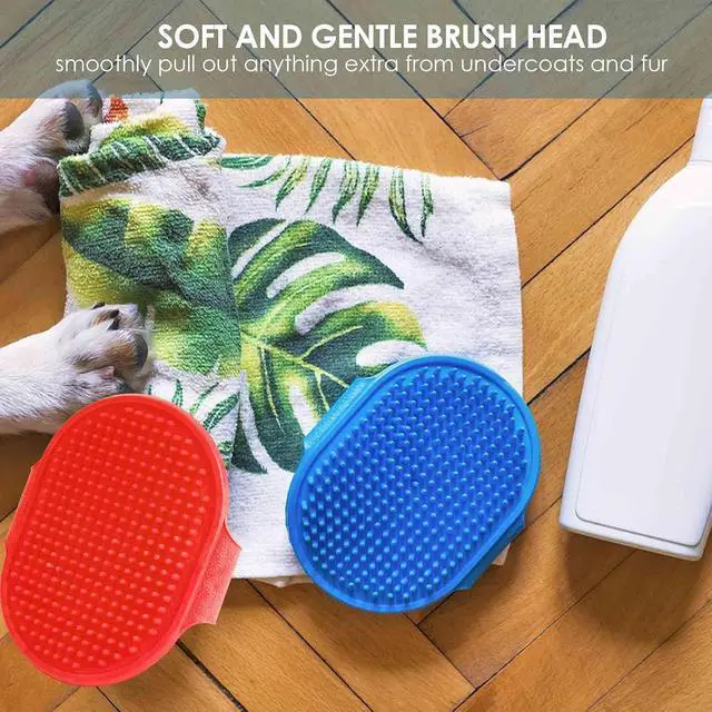 Alt view image 6 of 7 - 4 Pack Dog Grooming Brush, Premium Soft Silicone Pet Bath Brushes with Adjustable Handle, Shampoo Soothing Comb for Wet Dry Long Short Haired Dogs & Cats Massaging, Deshedding
