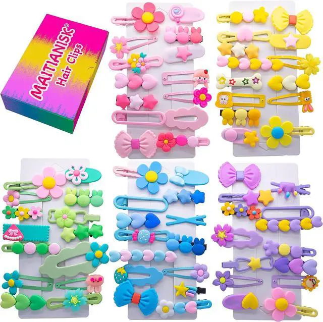 Main image of 70PCS Hair Accessories for Girls Little Girl Hair Clips Barrettes for Baby Toddler Teens Women Kids Cute Candy Colorful Flower Gift for 6-18 Ages (Girls Hair Accessories)