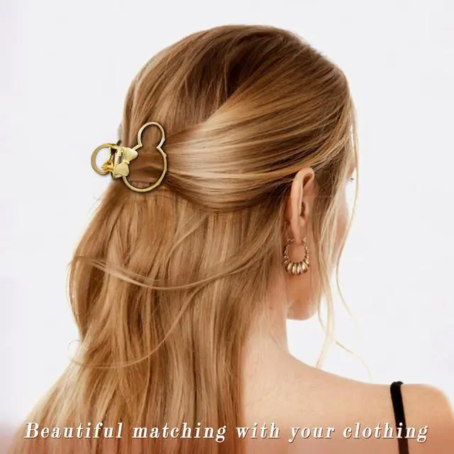 Alt view image 6 of 7 - 6 Pack Large Metal Claw Clips, Gold Hair Clips, Thick Hair Barrette Hair Clips for Mouse Ears Theme Party Super Cute Theme Park Hair Clasps Accessories