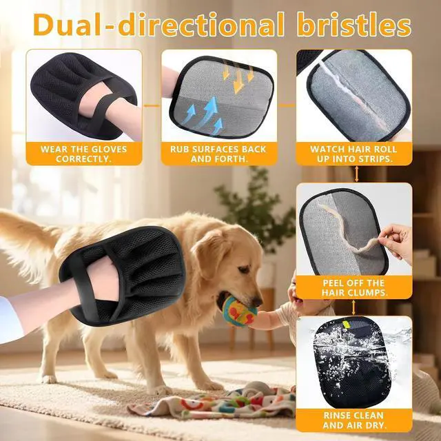 Alt view image 5 of 6 - Upgraded Electrostatic Pet Hair Removal Glove for Cats & Dogs - Thickened Reusable & Washable Magic Brush, Pet Hair Remover Glove Tool for Clothes, Couch, Carpet, Furniture & Car Seat
