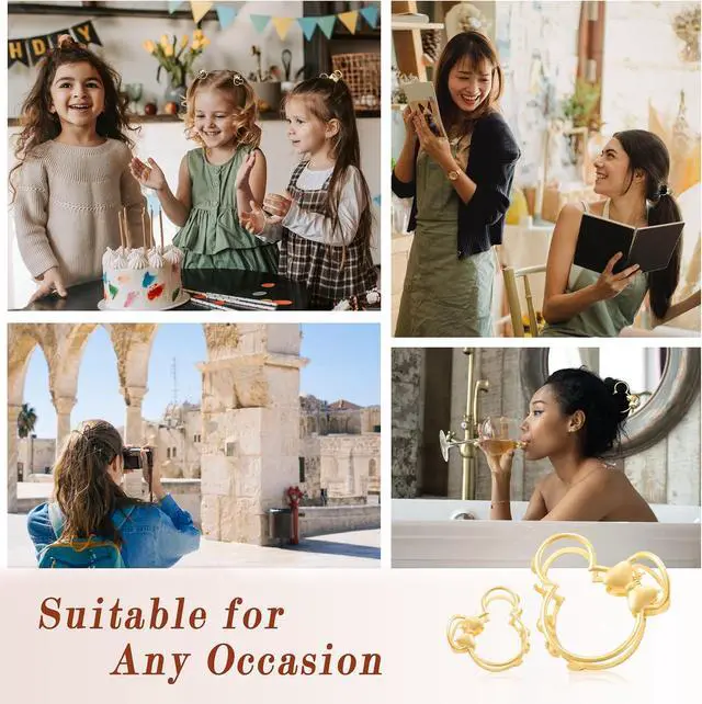Alt view image 7 of 7 - 6 Pack Large Metal Claw Clips, Gold Hair Clips, Thick Hair Barrette Hair Clips for Mouse Ears Theme Party Super Cute Theme Park Hair Clasps Accessories