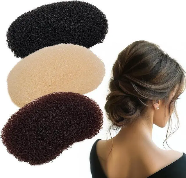 Main image of 3PCs Volumizing Hair Sponge Inserts with Puff Cushion Clips | Hair Volume Clip,Adds Bump & Fullness for Updo Styles, Great Hair Styling Tools for Women and Girls (Large)