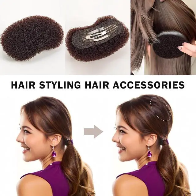 Alt view image 4 of 7 - 3PCs Volumizing Hair Sponge Inserts with Puff Cushion Clips | Hair Volume Clip,Adds Bump & Fullness for Updo Styles, Great Hair Styling Tools for Women and Girls (Large)