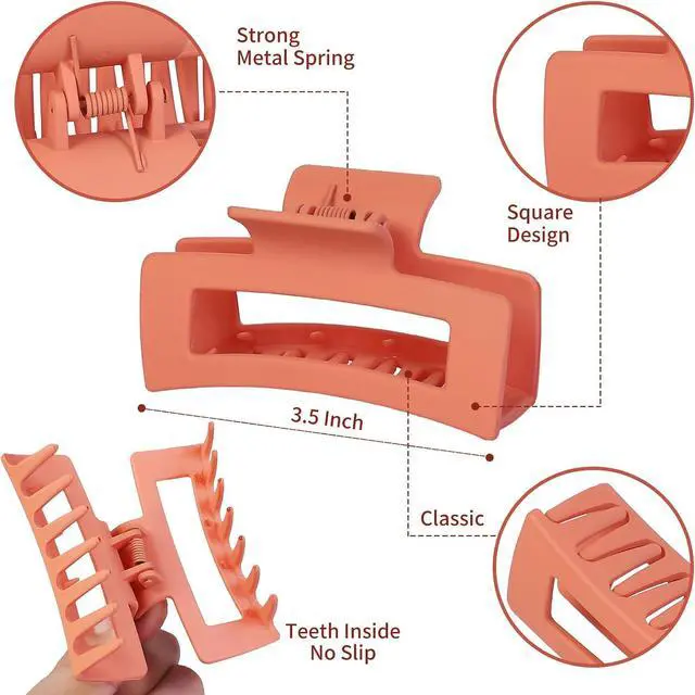 Alt view image 5 of 7 - Sisiaipu 12 Pcs Medium Hair Clips, 3.5 Inch, Colorful - Hair Clips for Thick and Thin Hair, Square Claw Clips, Jaw Clips, Bulk Hair Accessories for Women and Girls