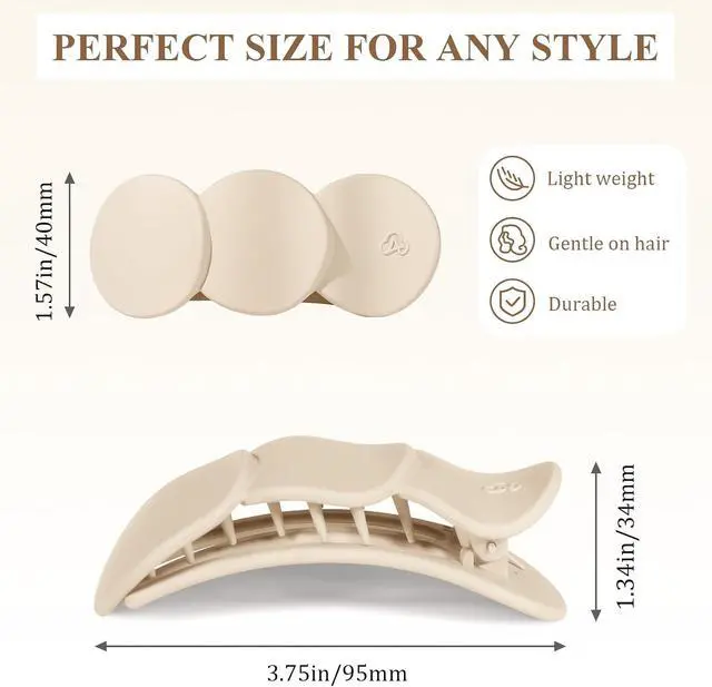 Alt view image 4 of 7 - Medium Flat Hair Clips for Women, Claw Clips for Thick Thin Hair | Duckbill Hair Clips Strong Hold for Styling, Non Slip for Driving Yoga - Beige, Light Khaki, Dark Khaki, Black, 4pcs