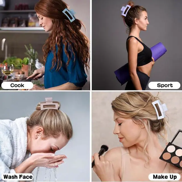 Alt view image 7 of 7 - Sisiaipu 12 Pcs Medium Hair Clips, 3.5 Inch, Colorful - Hair Clips for Thick and Thin Hair, Square Claw Clips, Jaw Clips, Bulk Hair Accessories for Women and Girls