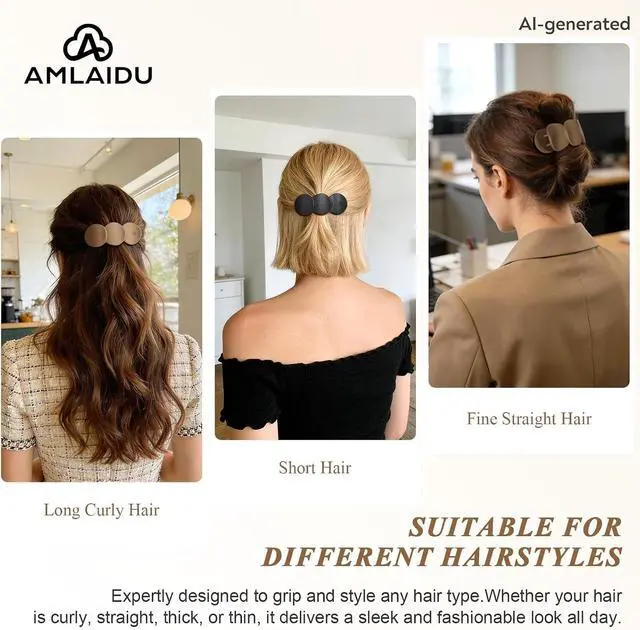 Alt view image 3 of 7 - Medium Flat Hair Clips for Women, Claw Clips for Thick Thin Hair | Duckbill Hair Clips Strong Hold for Styling, Non Slip for Driving Yoga - Beige, Light Khaki, Dark Khaki, Black, 4pcs