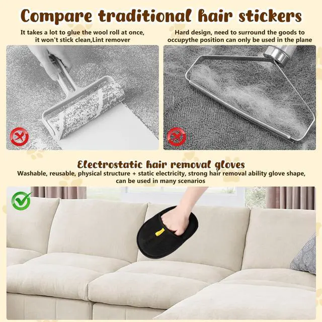 Alt view image 5 of 7 - YIVANNUO Pet Hair Removal Glove for Cats & Dogs, 2025 Newly Upgraded Electrostatic Pet Hair Gloves, Reusable Pet Hair Remover Tool for Clothing, Couch, Carpet, Curtain