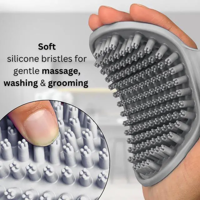Alt view image 2 of 7 - Dog Bath Brush - Silicone Grooming and Shedding Brush for Dogs & Cats, Puppy Essentials Dog Shampoo Brush, Pet Hair Removal Tool for Deep Clean & Massage