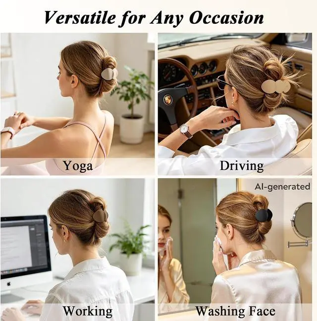 Alt view image 7 of 7 - Medium Flat Hair Clips for Women, Claw Clips for Thick Thin Hair | Duckbill Hair Clips Strong Hold for Styling, Non Slip for Driving Yoga - Beige, Light Khaki, Dark Khaki, Black, 4pcs