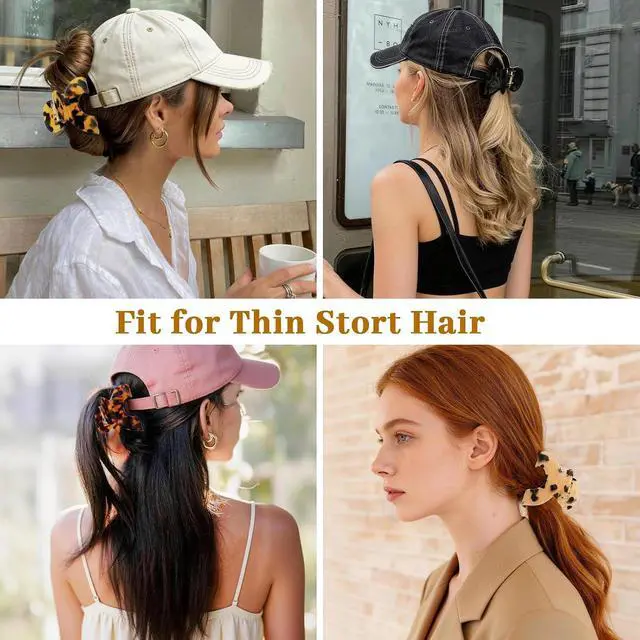 Alt view image 5 of 7 - 4pcs Small Hat Claw Clip for Thin Short Hair, 2.2 Inch Hair Clip for Women | Hat-Friendly Claw Clips for Truck Hat, Acetate Baseball Hat Hair Clips for Half Up Half Down Hair, Tortoise Shell Color