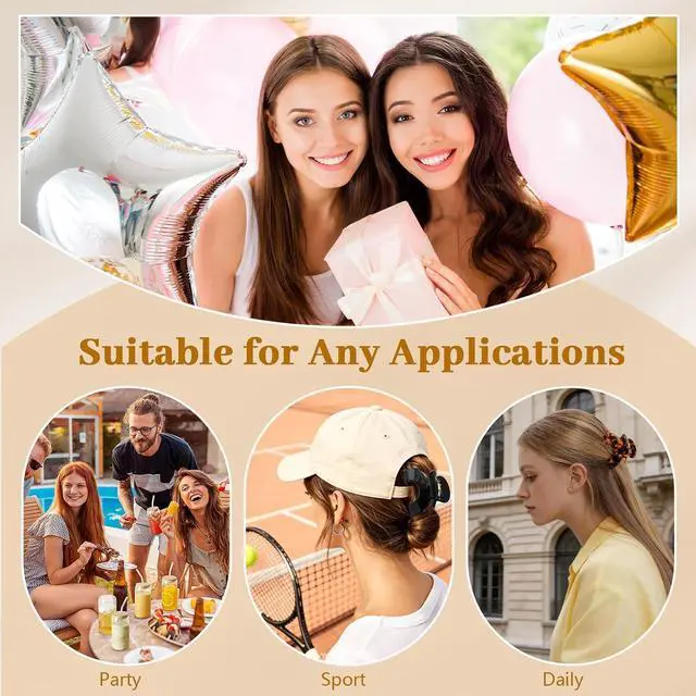 Alt view image 6 of 7 - 4pcs Small Hat Claw Clip for Thin Short Hair, 2.2 Inch Hair Clip for Women | Hat-Friendly Claw Clips for Truck Hat, Acetate Baseball Hat Hair Clips for Half Up Half Down Hair, Tortoise Shell Color