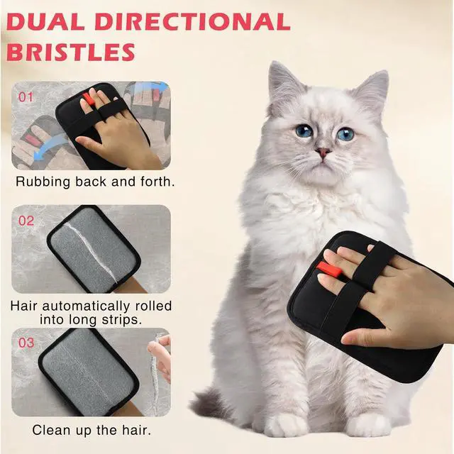 Alt view image 4 of 7 - Static Pet Hair Removal Glove, Reusable Electrostatic Pet Cat Dog Hair Remover Grooming Brush