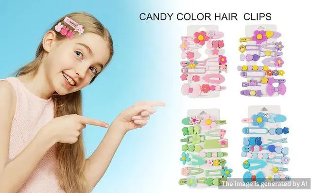 Alt view image 6 of 6 - 56PCS Girl Hair Clips Cute Hair Accessories for Kids Candy Color Hair Accessory for Little Girls Kids Teens,Multiple Patterns