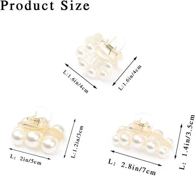 Alt view image 5 of 7 - Brinie Hair Claw Clamps Champagne Pearl Hair Barrettes Medium Small Non Slip Clips Hair Accessories for Women and Girls (3 PCS)