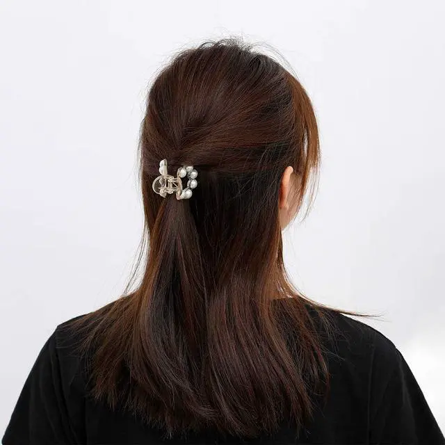 Alt view image 4 of 7 - Brinie Hair Claw Clamps Champagne Pearl Hair Barrettes Medium Small Non Slip Clips Hair Accessories for Women and Girls (3 PCS)