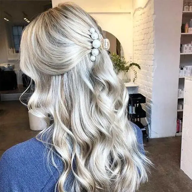 Alt view image 6 of 7 - Brinie Hair Claw Clamps Champagne Pearl Hair Barrettes Medium Small Non Slip Clips Hair Accessories for Women and Girls (3 PCS)