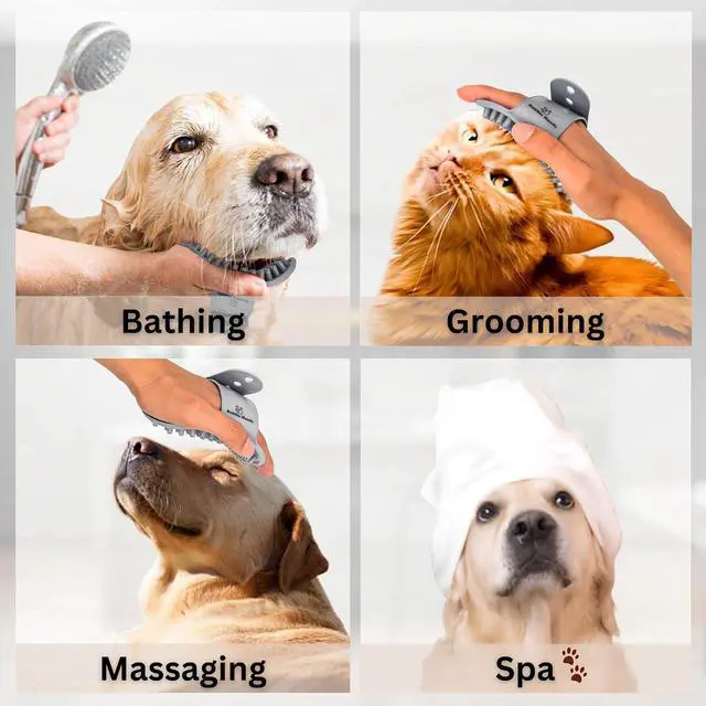 Alt view image 4 of 7 - Dog Bath Brush - Silicone Grooming and Shedding Brush for Dogs & Cats, Puppy Essentials Dog Shampoo Brush, Pet Hair Removal Tool for Deep Clean & Massage