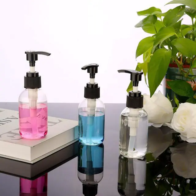 Alt view image 3 of 7 - 3 Pack 3.4oz (100ml) Empty Pump Bottles Jansburg Clear Lotion Dispensers | Refillable Plastic Bottles Leakproof Containers for Essential Oil Soap Lotion Shampoo