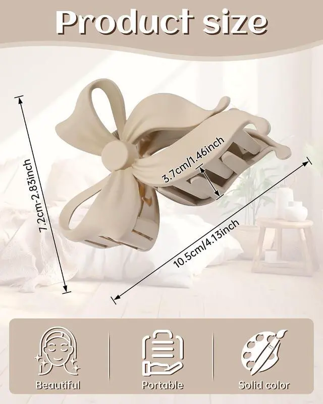 Alt view image 2 of 7 - Mesovor 4 pack Cute Bow Claw Clip for Women, Nonslip Matte Strong Hold | Bows Hair Clips for Thin and Thick Hair, Chic Hair Styling Accessories