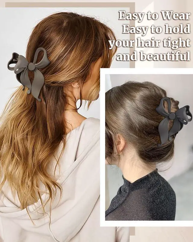 Alt view image 4 of 7 - Mesovor 4 pack Cute Bow Claw Clip for Women, Nonslip Matte Strong Hold | Bows Hair Clips for Thin and Thick Hair, Chic Hair Styling Accessories