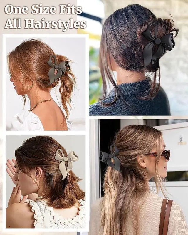 Alt view image 5 of 7 - Mesovor 4 pack Cute Bow Claw Clip for Women, Nonslip Matte Strong Hold | Bows Hair Clips for Thin and Thick Hair, Chic Hair Styling Accessories