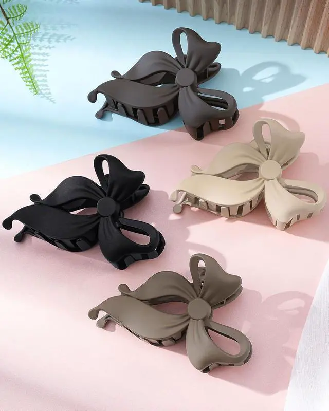 Alt view image 7 of 7 - Mesovor 4 pack Cute Bow Claw Clip for Women, Nonslip Matte Strong Hold | Bows Hair Clips for Thin and Thick Hair, Chic Hair Styling Accessories