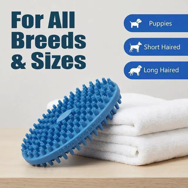 Alt view image 4 of 7 - Lilpep 2-in-1 Dog Bath Brush, Double Sided Soft Rubber Grooming Brush for Shedding, Massaging & Deep Cleaning, Suitable for Short & Long Haired Dogs & Puppies