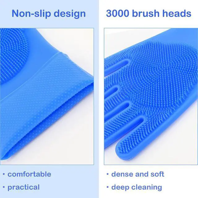 Alt view image 4 of 7 - Silicone Pet Grooming Gloves Dog Washing Gloves for Bathing Massaging | 3,000 Soft Bristles, Non-slip & Extended Sleeves, Heat Resistant & Dishwasher Safe, For Cats and Dogs, Home/Car Cleaning
