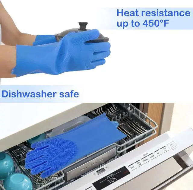 Alt view image 6 of 7 - Silicone Pet Grooming Gloves Dog Washing Gloves for Bathing Massaging | 3,000 Soft Bristles, Non-slip & Extended Sleeves, Heat Resistant & Dishwasher Safe, For Cats and Dogs, Home/Car Cleaning
