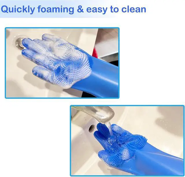Alt view image 7 of 7 - Silicone Pet Grooming Gloves Dog Washing Gloves for Bathing Massaging | 3,000 Soft Bristles, Non-slip & Extended Sleeves, Heat Resistant & Dishwasher Safe, For Cats and Dogs, Home/Car Cleaning