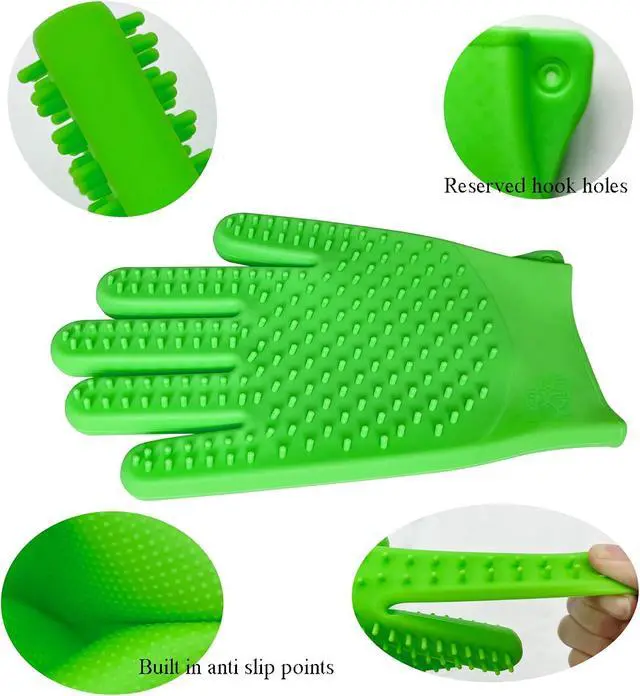 Alt view image 2 of 5 - Pet Grooming Bath Gloves - Double Sided Silicone Hair Removal Mitts for Dogs & Cats, Deshedding & Bathing Brush 2-in-1 for Wet/Dry Use - 2 Pack