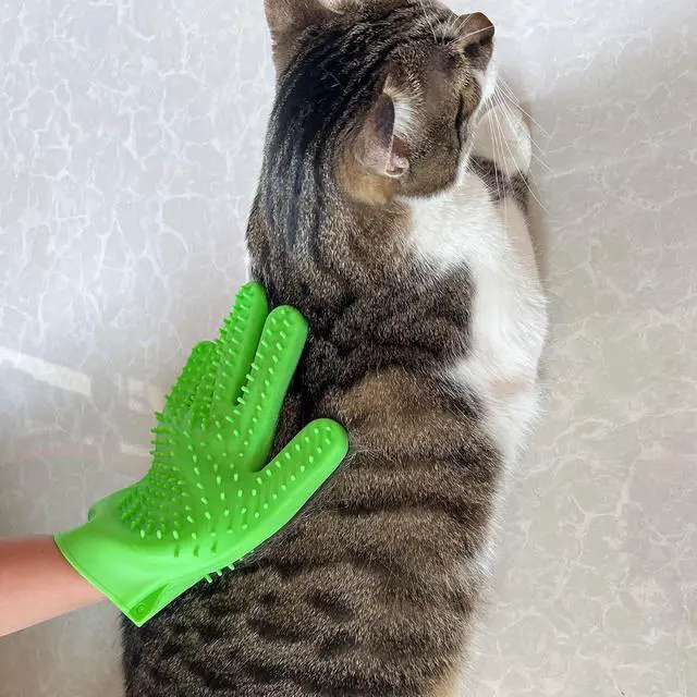 Alt view image 5 of 5 - Pet Grooming Bath Gloves - Double Sided Silicone Hair Removal Mitts for Dogs & Cats, Deshedding & Bathing Brush 2-in-1 for Wet/Dry Use - 2 Pack