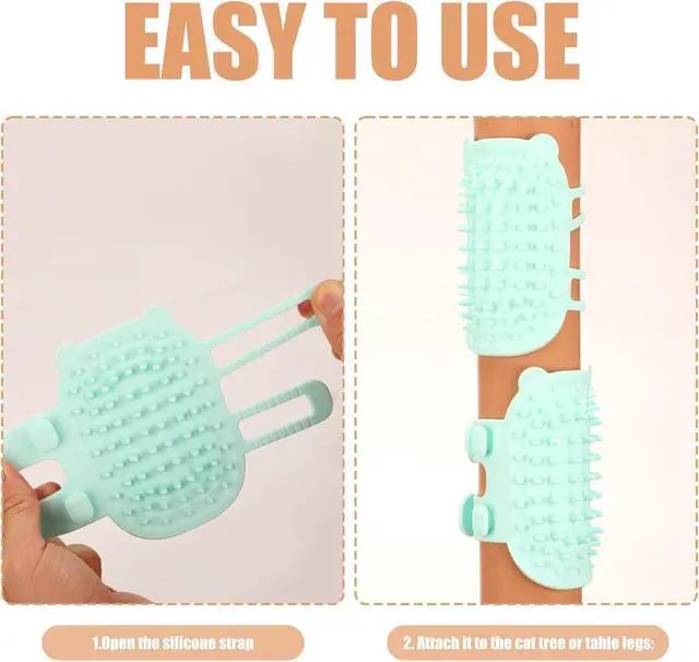 Alt view image 5 of 7 - NQEUEPN 2pcs 2-in-1 Silicone Cat Grooming Brush - Self Cleaning, Massage and Shedding for Pets, Adjustable Face Scratchers for Climbing Frames, Table Legs