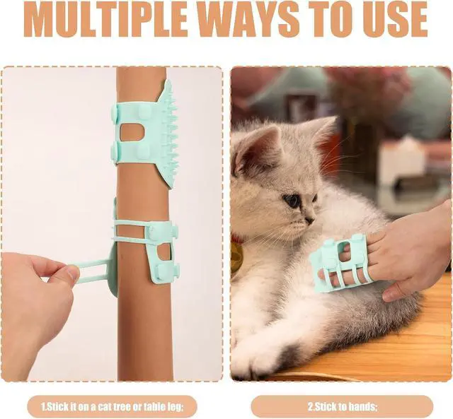 Alt view image 6 of 7 - NQEUEPN 2pcs 2-in-1 Silicone Cat Grooming Brush - Self Cleaning, Massage and Shedding for Pets, Adjustable Face Scratchers for Climbing Frames, Table Legs